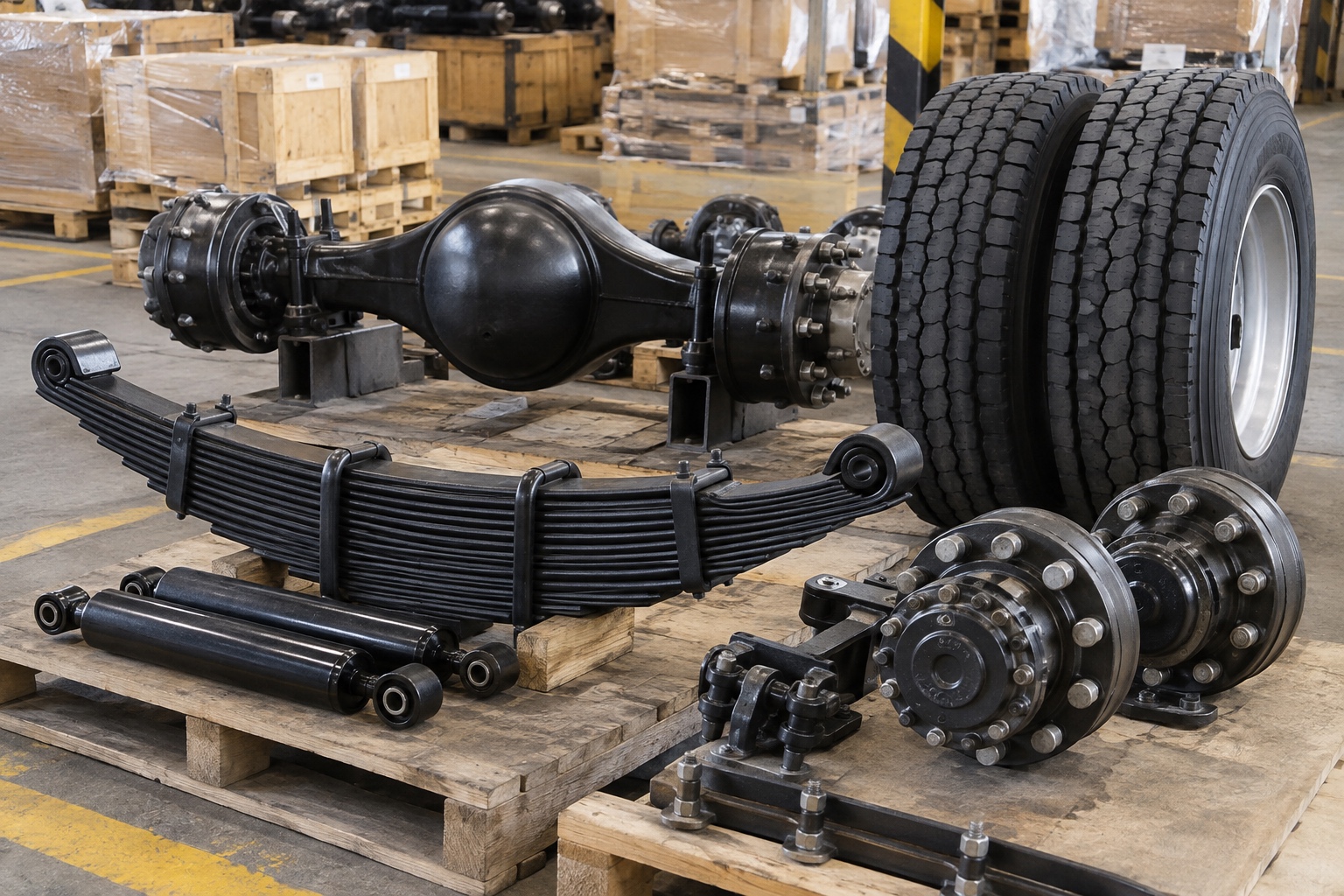 Heavy vehicle suspension and twin-tire assembly