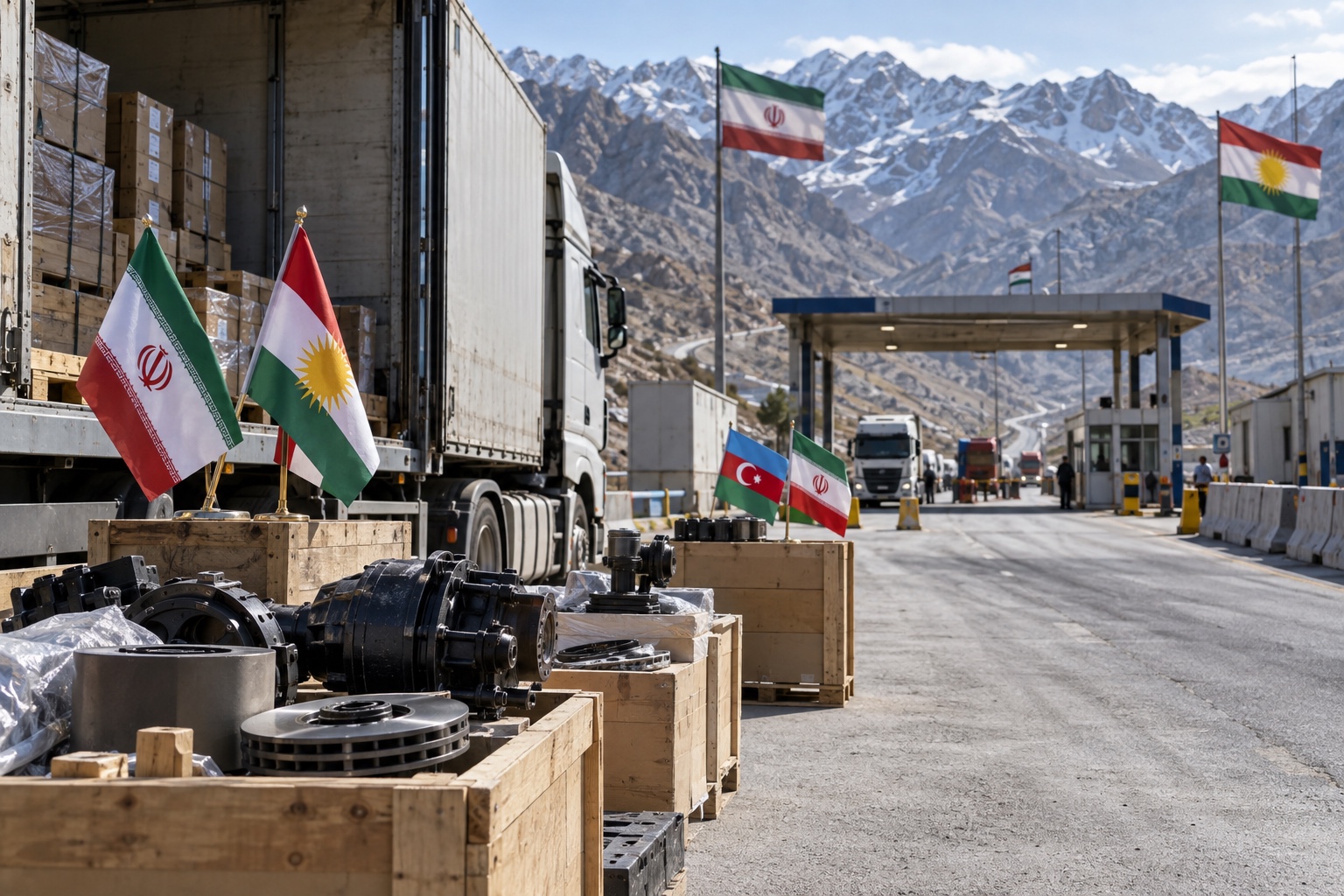 High-altitude mountain road through regional border infrastructure